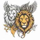 lion head and eagle head tattoo holding tattoo design idea