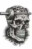Barbell through skull tattoo design idea
