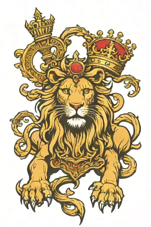 Roman Catholic lion with thorned crown  tattoo design idea