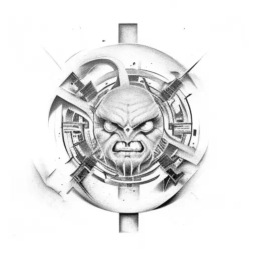 symetrical symbol good and evil fight tattoo design idea