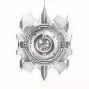 A sketch-style tattoo of an abacus made out of video game icons tattoo design idea