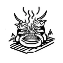 two goblins roasting meat over a campfire at night tattoo design idea