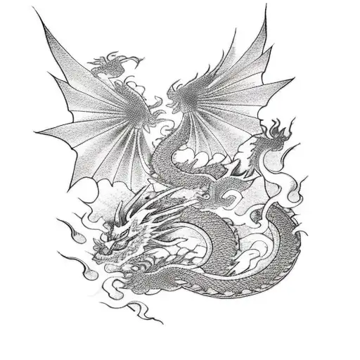 dragon and phoenix tattoo design idea