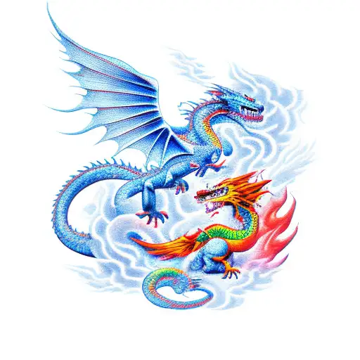 dragon and phoenix tattoo design idea