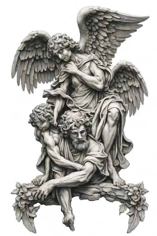 stone angels tattoo design idea