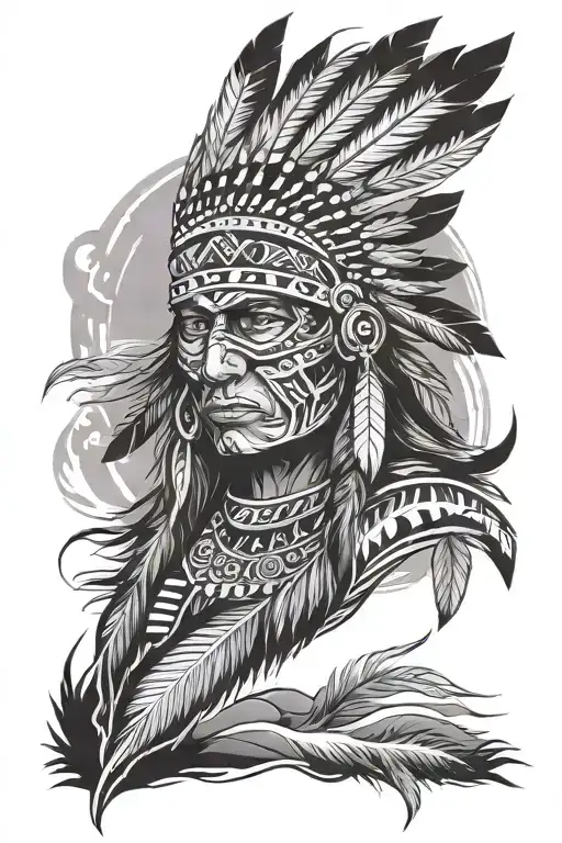 full leg sleeve, Native American traditional style tattoo design idea