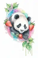 panda and strawberry tattoo design idea