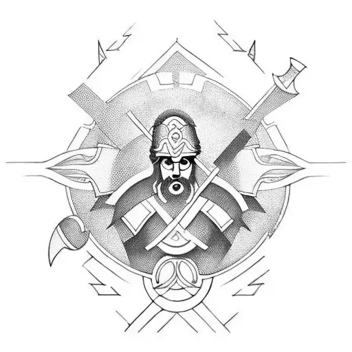 Greek warrior, geometric  tattoo design idea
