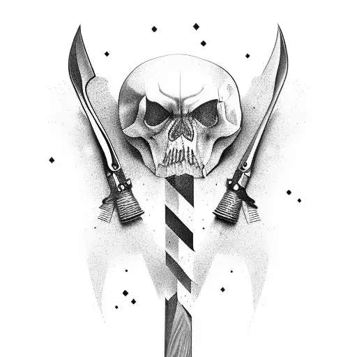 no spin knife throwing at target  tattoo design idea