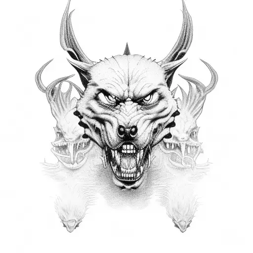 hell hounds and handler on the hunt tattoo design idea