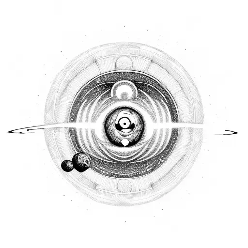 ufo flying threw black hole tattoo design idea