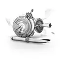 no spin knife throwing at target  tattoo design idea