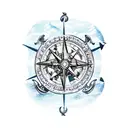 Poseidon with Pirate ship map compass and treasure tattoo design idea