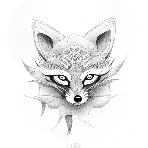 spider Lilly and a fox and a quote with yin and Yang tattoo design idea