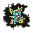 a juice box tattoo design idea