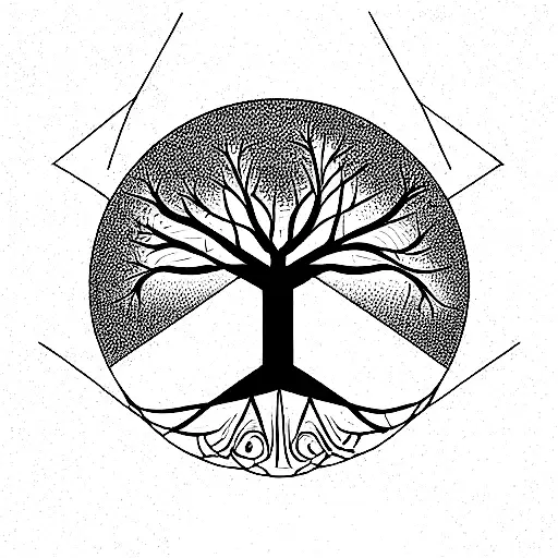 tree of life with triangles tattoo design idea