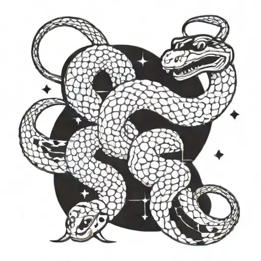 celestial snake graphic tattoo design idea