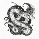 celestial snake graphic tattoo design idea
