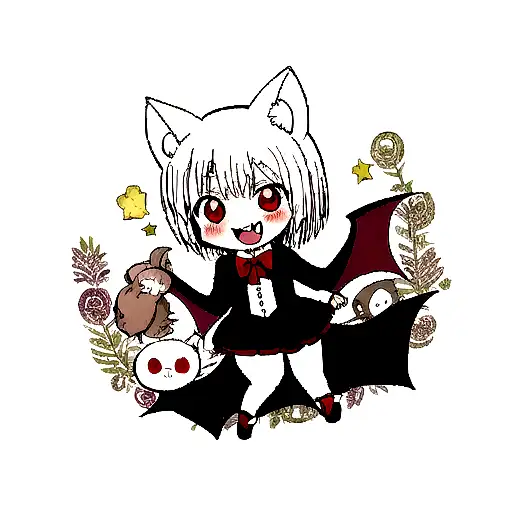 cute vampire bat tattoo design idea
