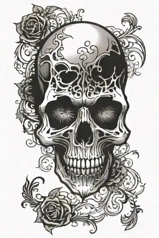 skull with gothic design for legs tattoo design idea
