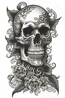 skull with gothic design for legs tattoo design idea