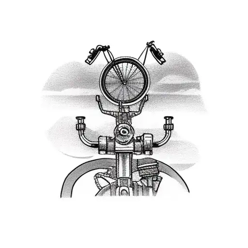 landscape with bicycle parts tattoo design idea