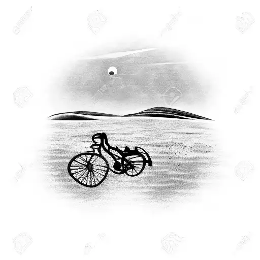 landscape with bicycle parts tattoo design idea