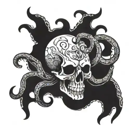 skull with tentacles tattoo design idea