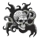 skull with tentacles tattoo design idea