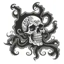 skull with tentacles tattoo design idea