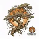 strength half dead tree tattoo design idea