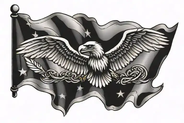 navy anchor flag eagle flying tattoo design idea