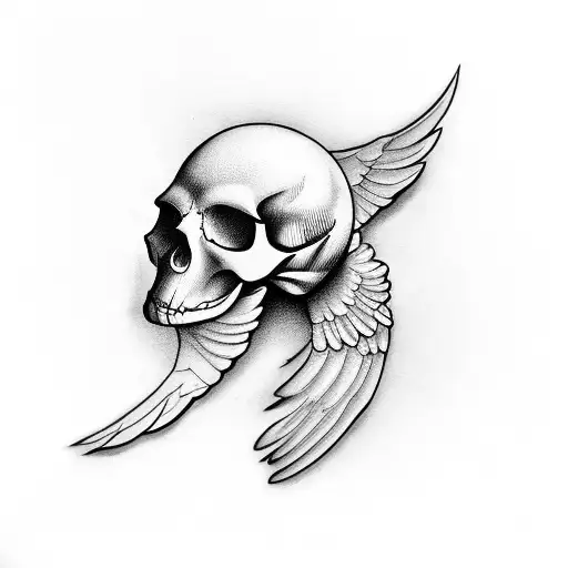 dove around a skull tattoo design idea