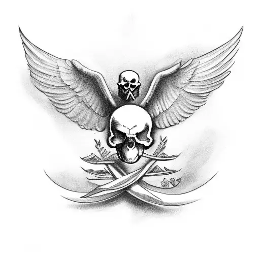 dove with a skull tattoo design idea