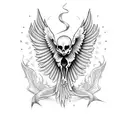 dove with a skull tattoo design idea