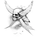 dove with a skull tattoo design idea