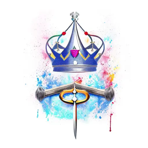 crown with swords  tattoo design idea