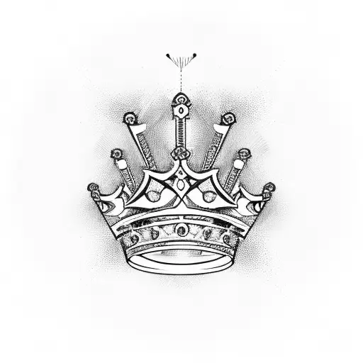 crown with swords  tattoo design idea