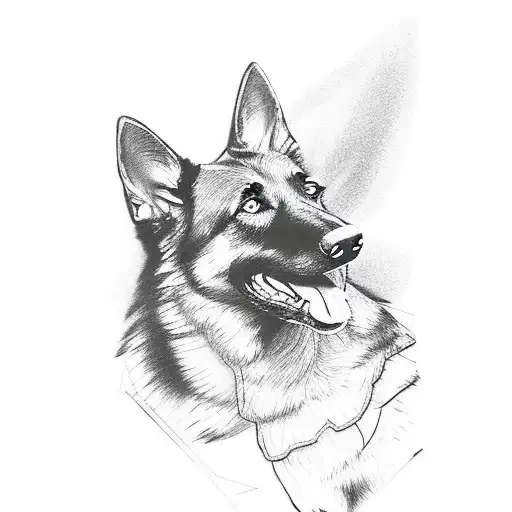 silhouette of German shepherd full body profile  tattoo design idea