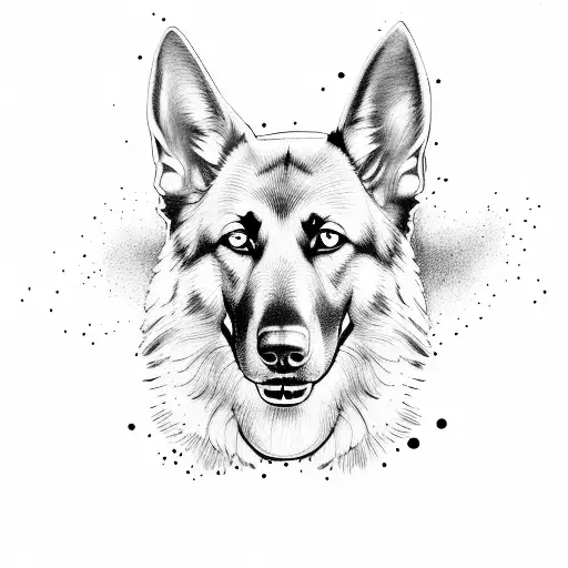 silhouette of German shepherd full body profile  tattoo design idea