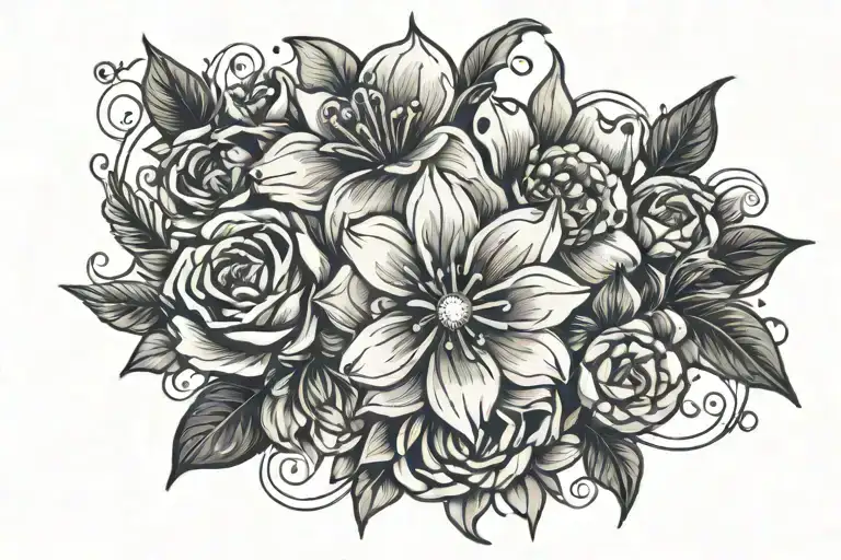 anime collarbone flowers tattoo design idea