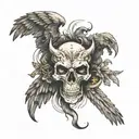 skull Eagle wolf angel and demon wings tattoo design idea