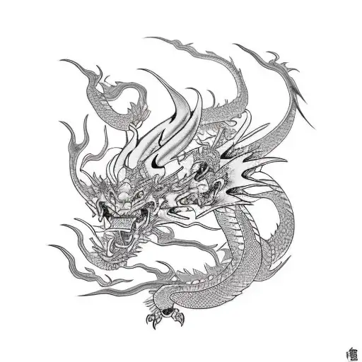 black pearl dragon  tattoo design idea