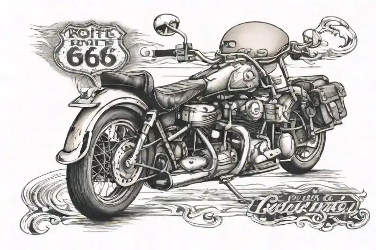 Motorrad route 66 tattoo design idea
