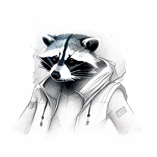 a raccoon dressed up as a mummy tattoo design idea
