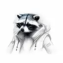 a raccoon dressed up as a mummy tattoo design idea