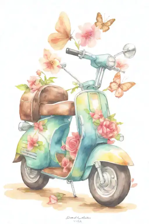 love bug on a scooter  tattoo design idea