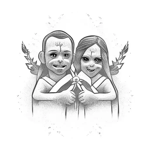 marriage followed by kids  tattoo design idea