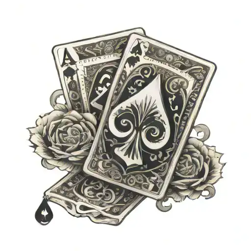 larks and aces poker card tattoo design idea