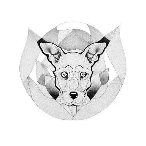 line drawing of three dog's ears silhouette tattoo design idea
